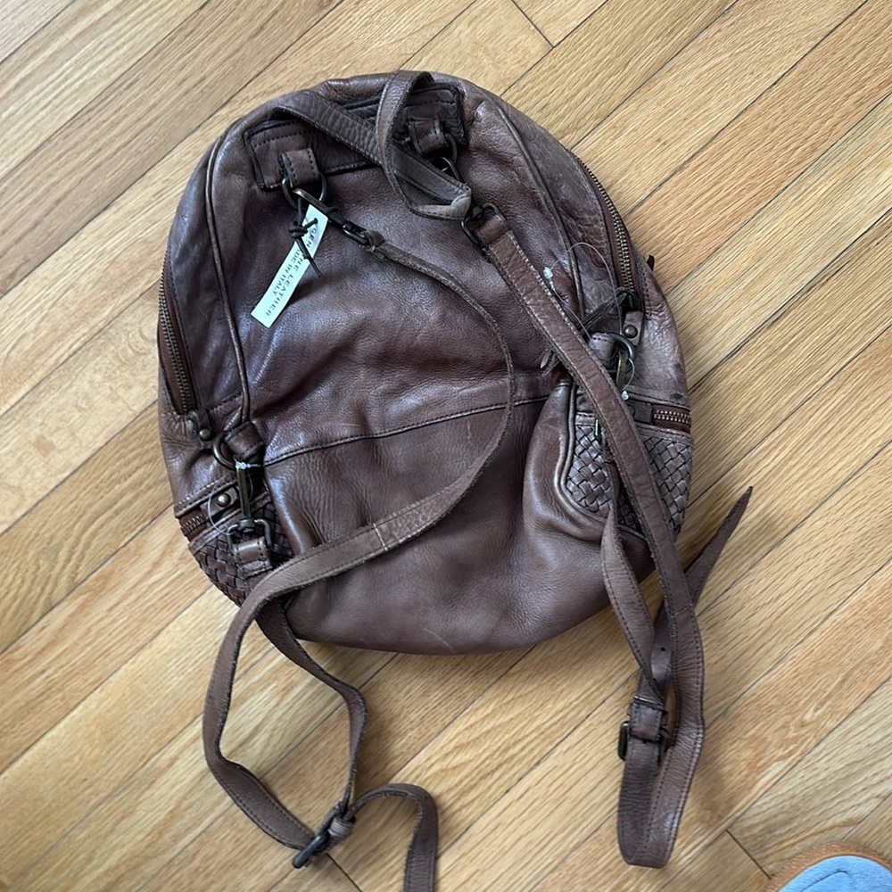 Italian Brown Woven Leather Backpack - Picture 2 of 7